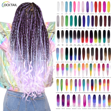 over 100 colors ombre lilac pre stretched braiding hair private label, hot sales pre-stretched braiding hair extensions